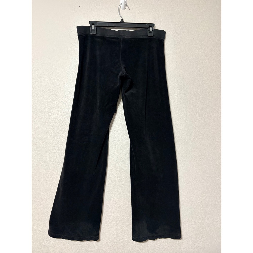 Vintage Juicy Couture Black Velour Wide Leg Track Pants Y2K Style 2470 Small